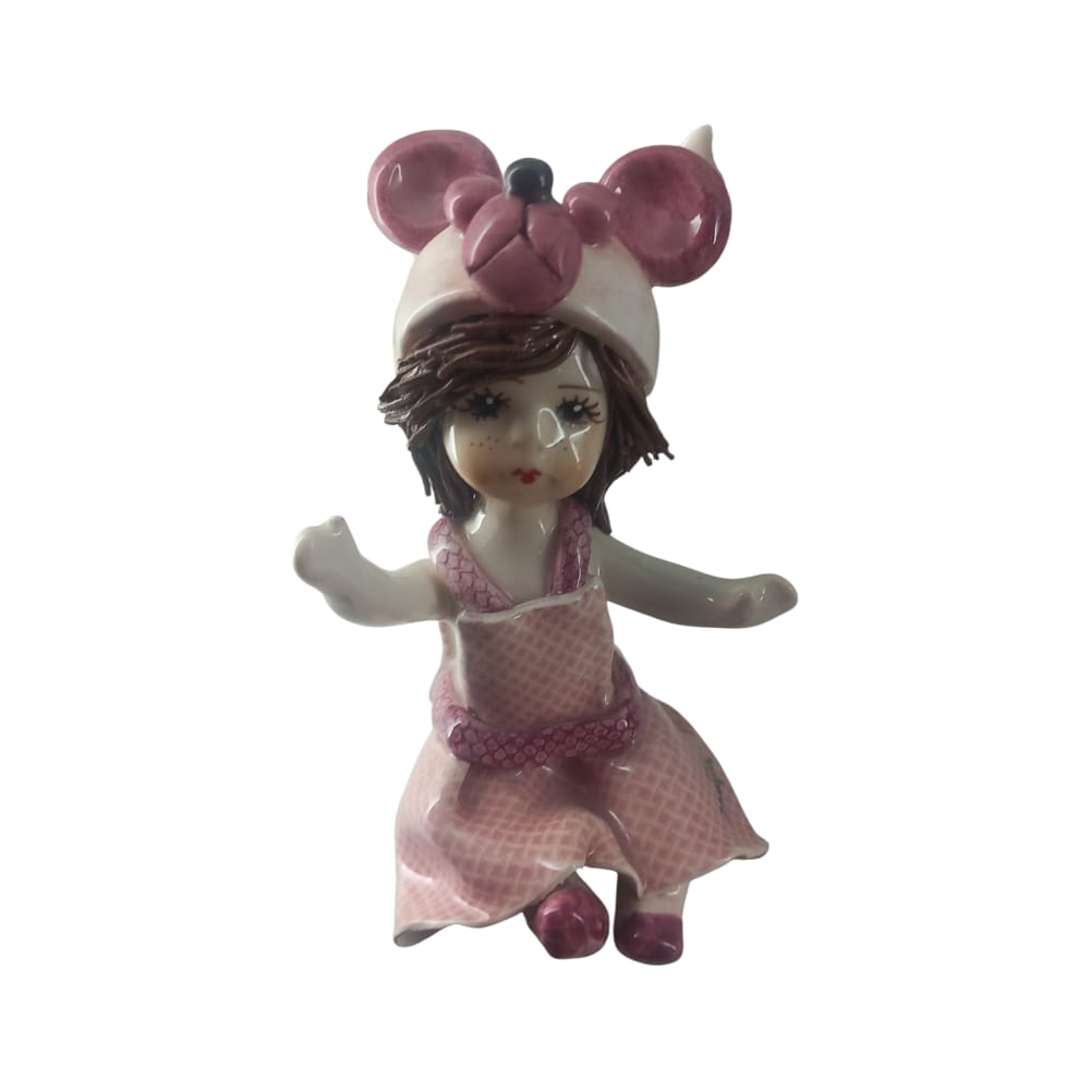 Zampiva – Bimba con Maschera Orsetto in Ceramica H.10 cm Made in Italy