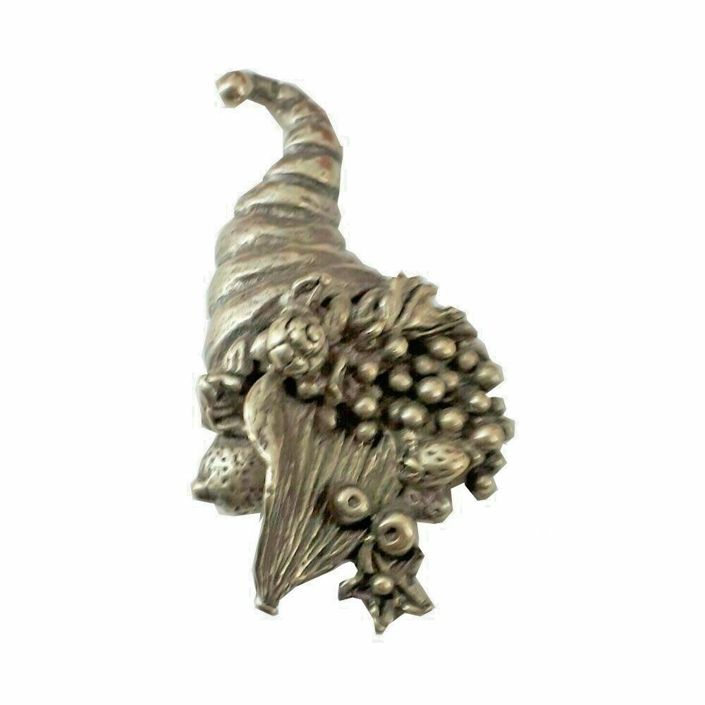 Giovanni Raspini Bronzo Bianco Cornucopia 5x2cm Porta Fortuna Abbondanza