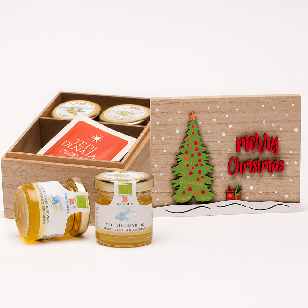 Babbomatto Box of 16 Infusions with 2 Jars of Honey H7x14x10 cm