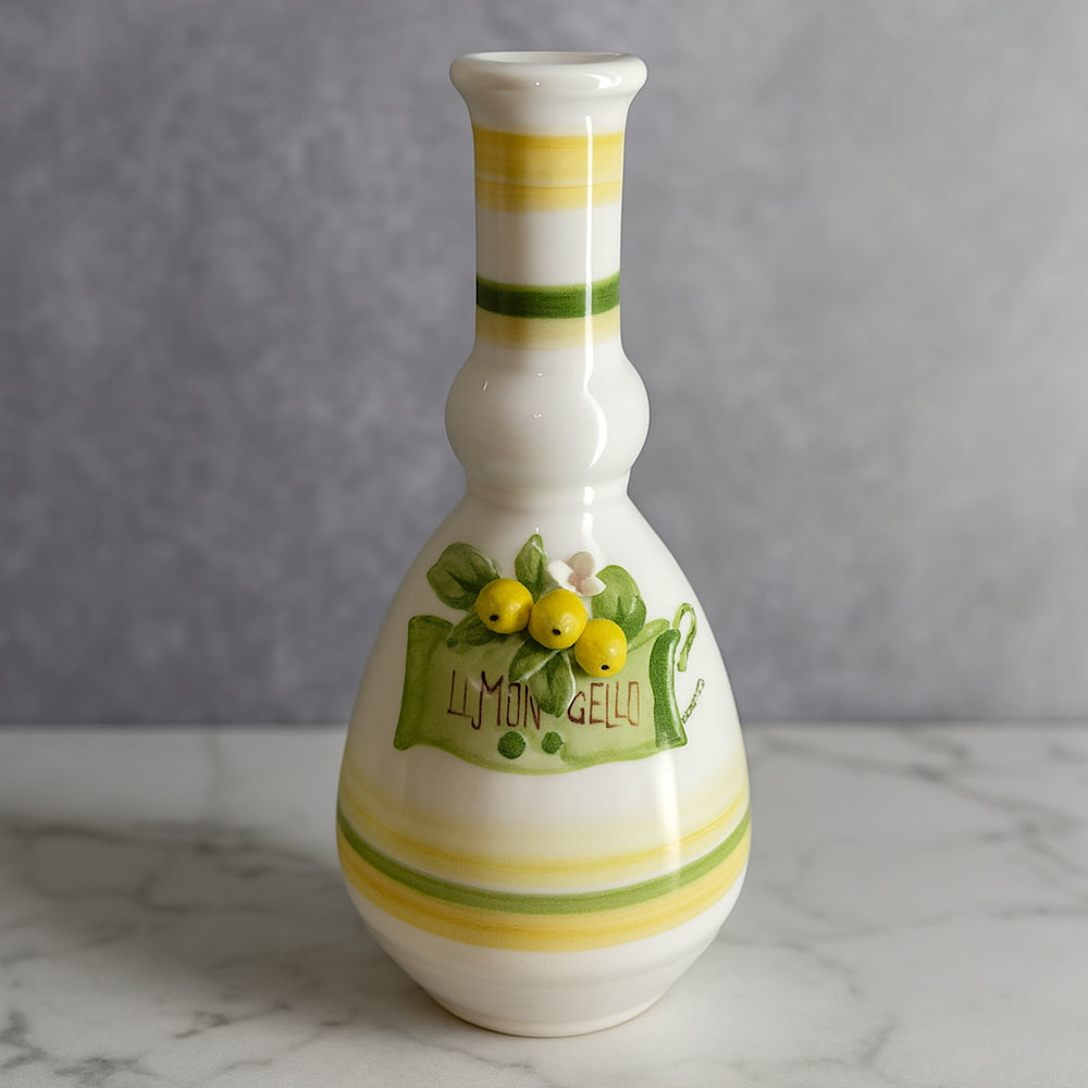 Bottiglia Limoncello in ceramica Vietri decorata a mano H 22 cm – Made in Italy – Le Favole