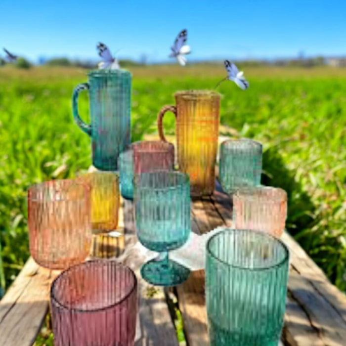 Brandani – Set 6 Calici Plissé Vetro Colori Assortiti 51069