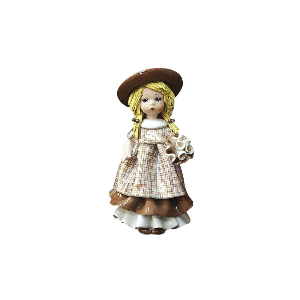 Zampiva Damina Bambola con Calle H.11 Cm Made In Italy In Ceramica 00322