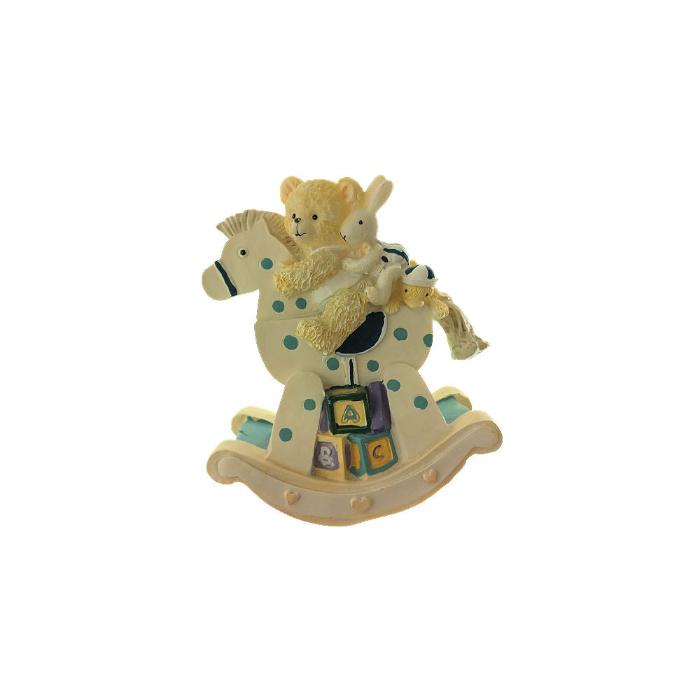 Carillon in Resina Orsetto su Cavalluccio a dondolo 15x13 Cm