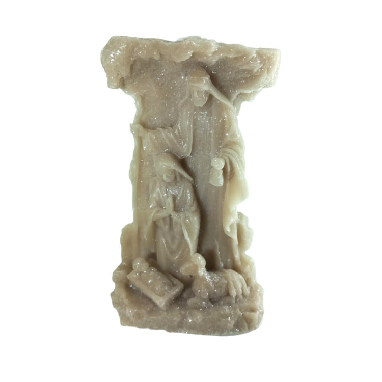 Cereria Parma Natività Gardena greige Brinato Candela in cera Italiana Profumata H.22x15 cm