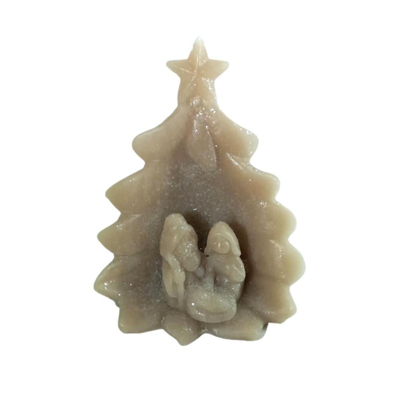 Cereria Parma Natività Pino greige Brinato Candela in cera Italiana Profumata H.15x10,5 cm