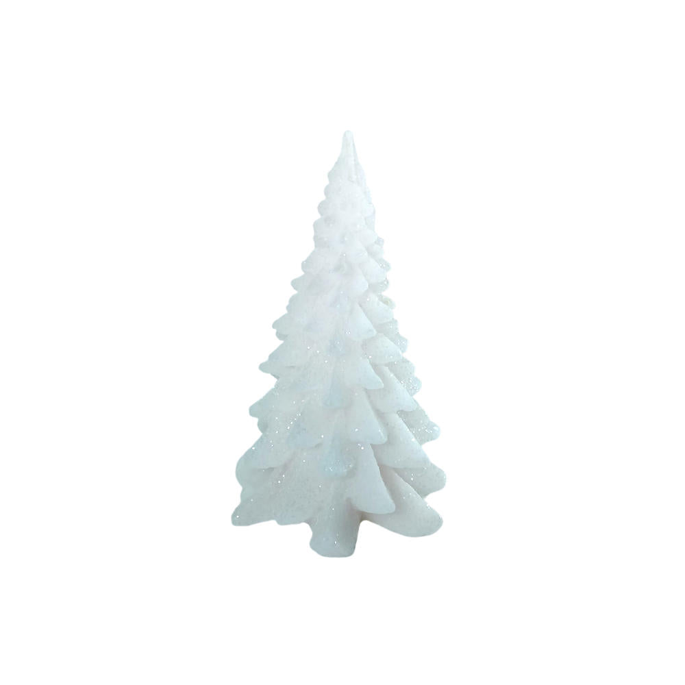Cereria Parma Albero Pino Medio Bianco Brinato Candela in cera Italiana Profumata H.15,5 cm