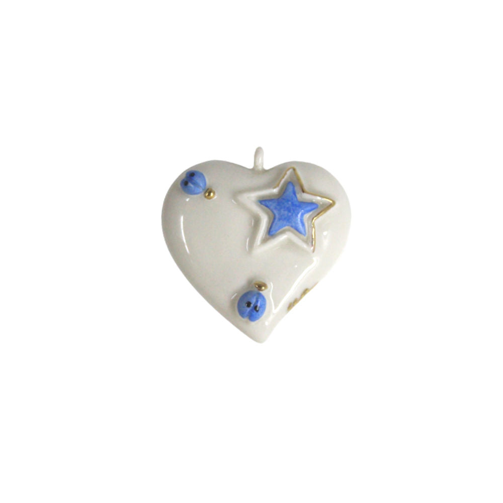Magnete pendente Ser Capodimonte a forma di cuore in porcellana bianca 6 cm