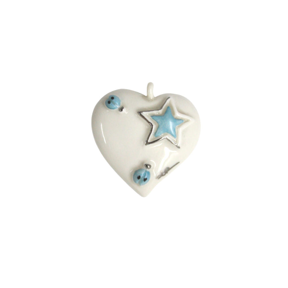 Magnete pendente Ser Capodimonte a forma di cuore in porcellana bianca 6 cm