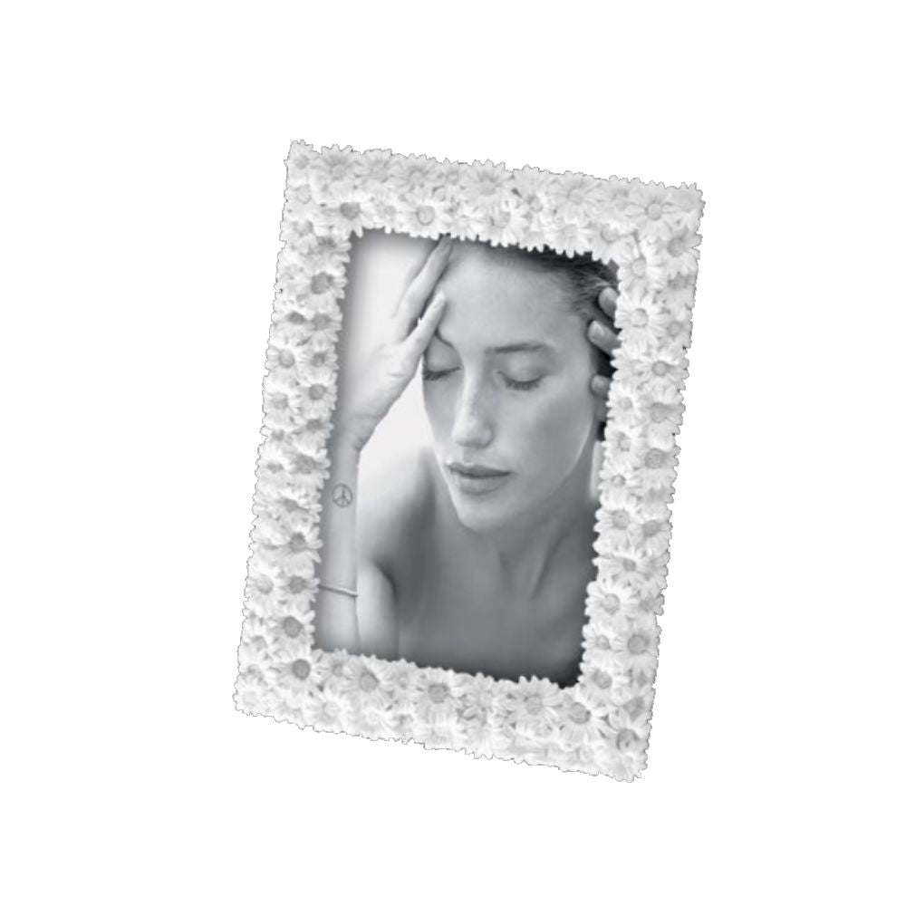 Mascagni Cornice Porta Foto I124 Bianco con Margherite Photo Frame 10x15 - 13x18 Cm