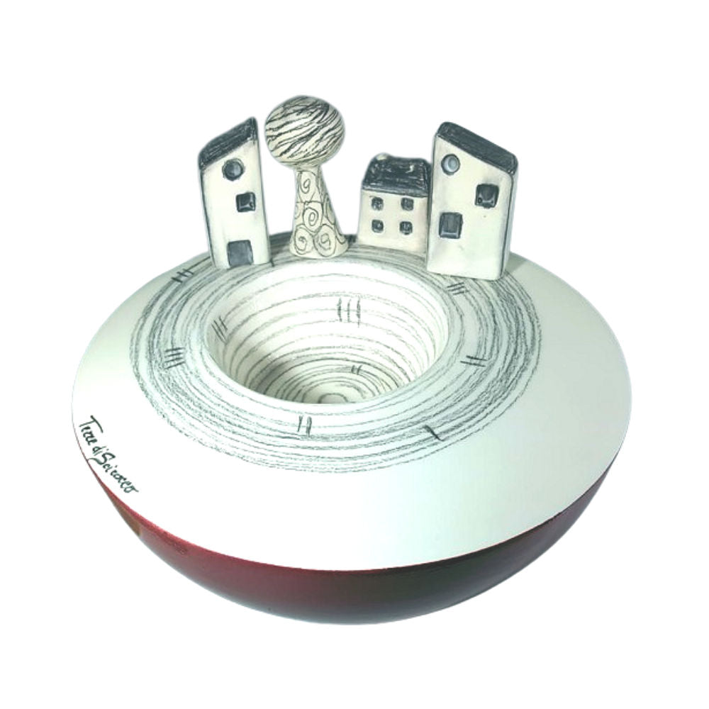 Terre di Scirocco Piazzetta 4 Elementi Casette + Albero Ø21cm in Ceramica