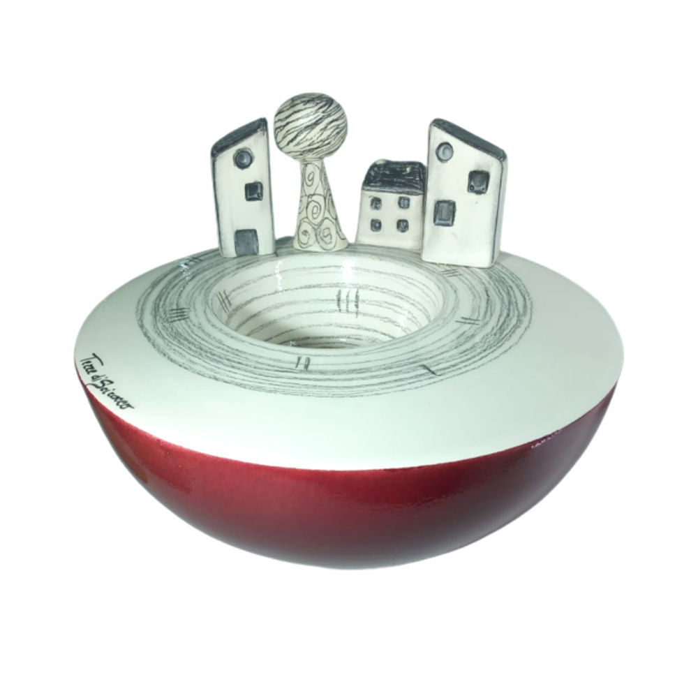 Terre di Scirocco Piazzetta 4 Elementi Casette + Albero Ø21cm in Ceramica