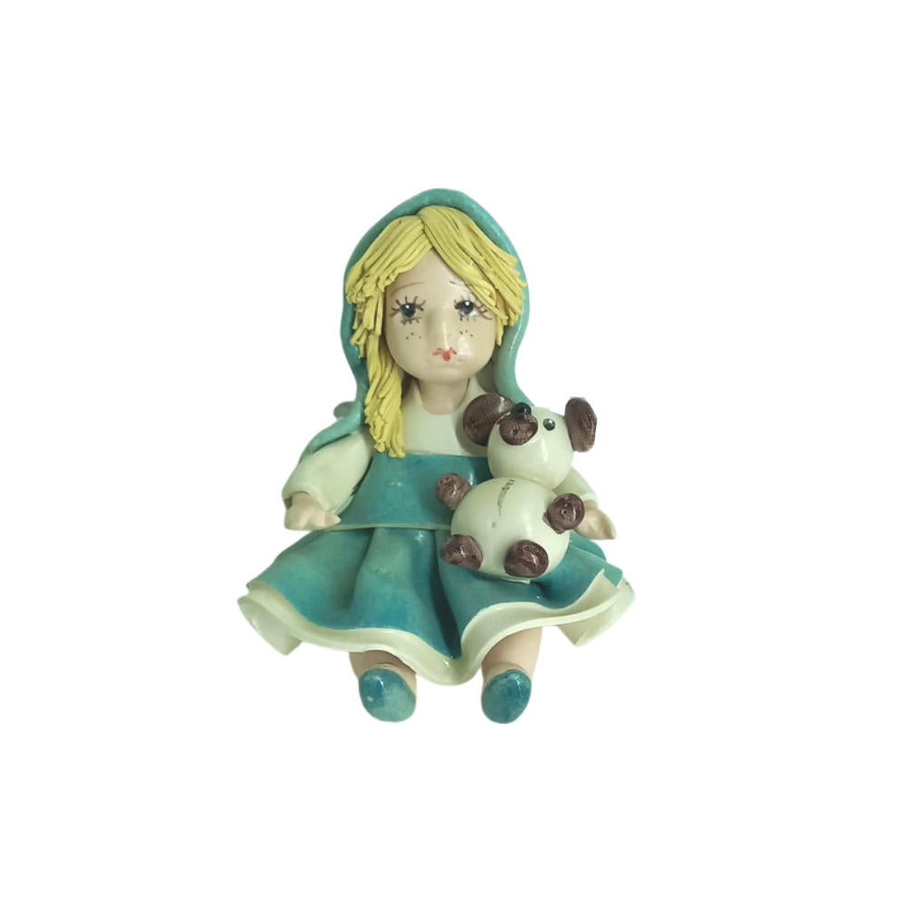 Zampiva Statua Bambina Con Orsetto H.9 Cm Statuina In Porcellana Fine Made In Italy 04