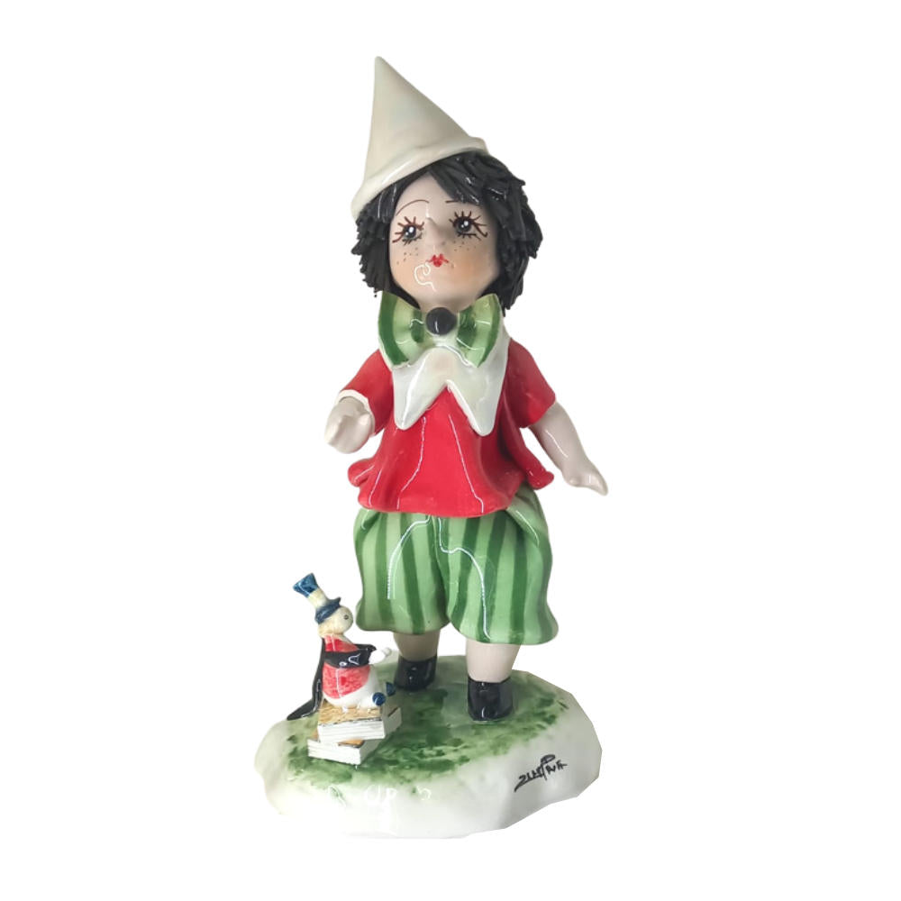 Zampiva Statua Pinocchio H.20 Cm Statuina In Ceramica Made In Italy 00372