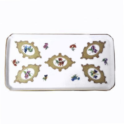 La Galleria Vassoietto Classico Oro Con Tazzine Caffe' Zuccheriera 4pz Tete A Tete Porcellana