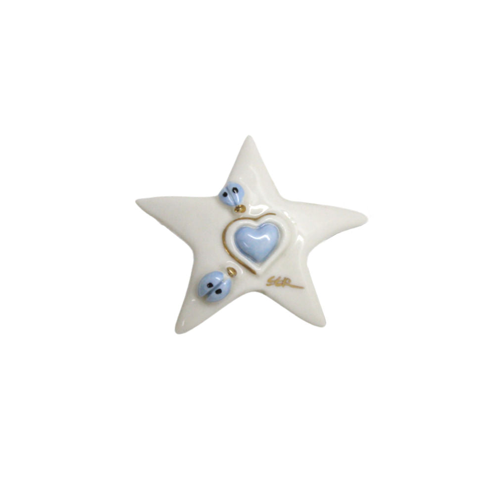 Ser Magnete / Pendente in Porcellana di Capodimonte Stella 7x7Cm