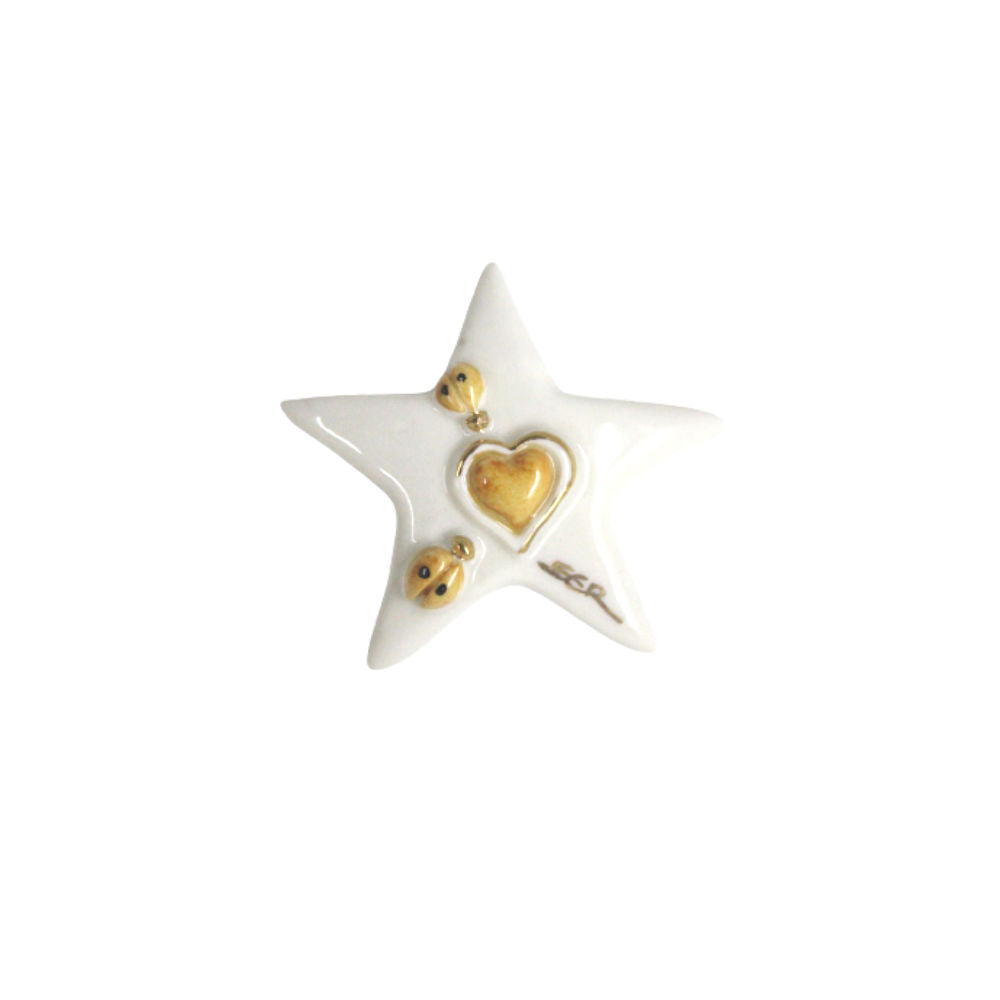 Ser Magnete / Pendente in Porcellana di Capodimonte Stella 7x7Cm
