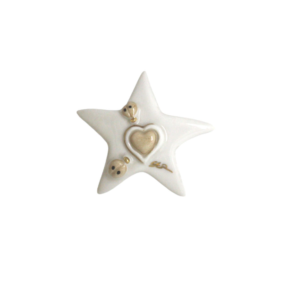 Ser Magnete / Pendente in Porcellana di Capodimonte Stella 7x7Cm