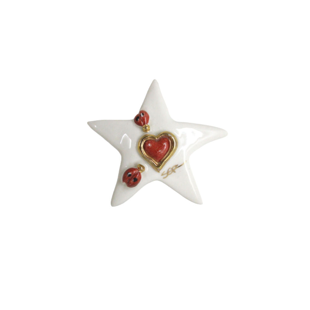 Ser Magnete / Pendente in Porcellana di Capodimonte Stella 7x7Cm
