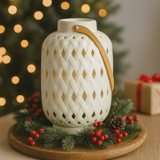 AD Creations LED Ceramic Lantern H.30x20 cm 