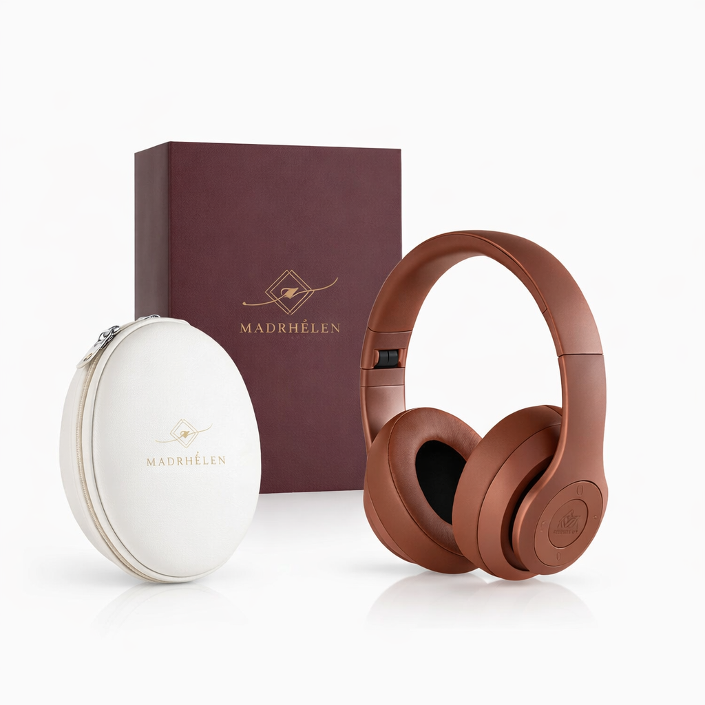 Madrhèlen Cuffie Bluetooth Nexis Wireless con Cover in Pelle