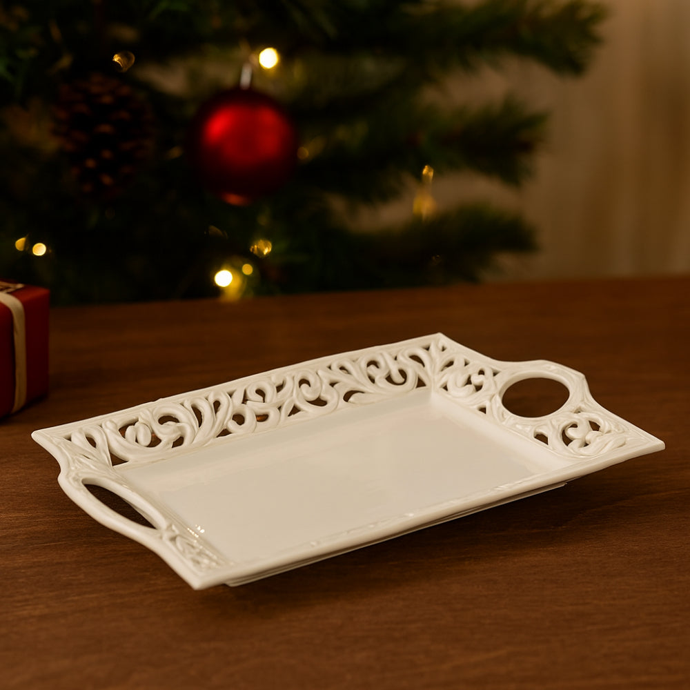 Nacchi Art White Ceramic Tray 27.5×17.5 cm 