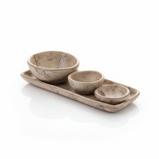 Zampiva Sushi Set Brown Ceramic Appetizer Tray Handcrafted in Italy 