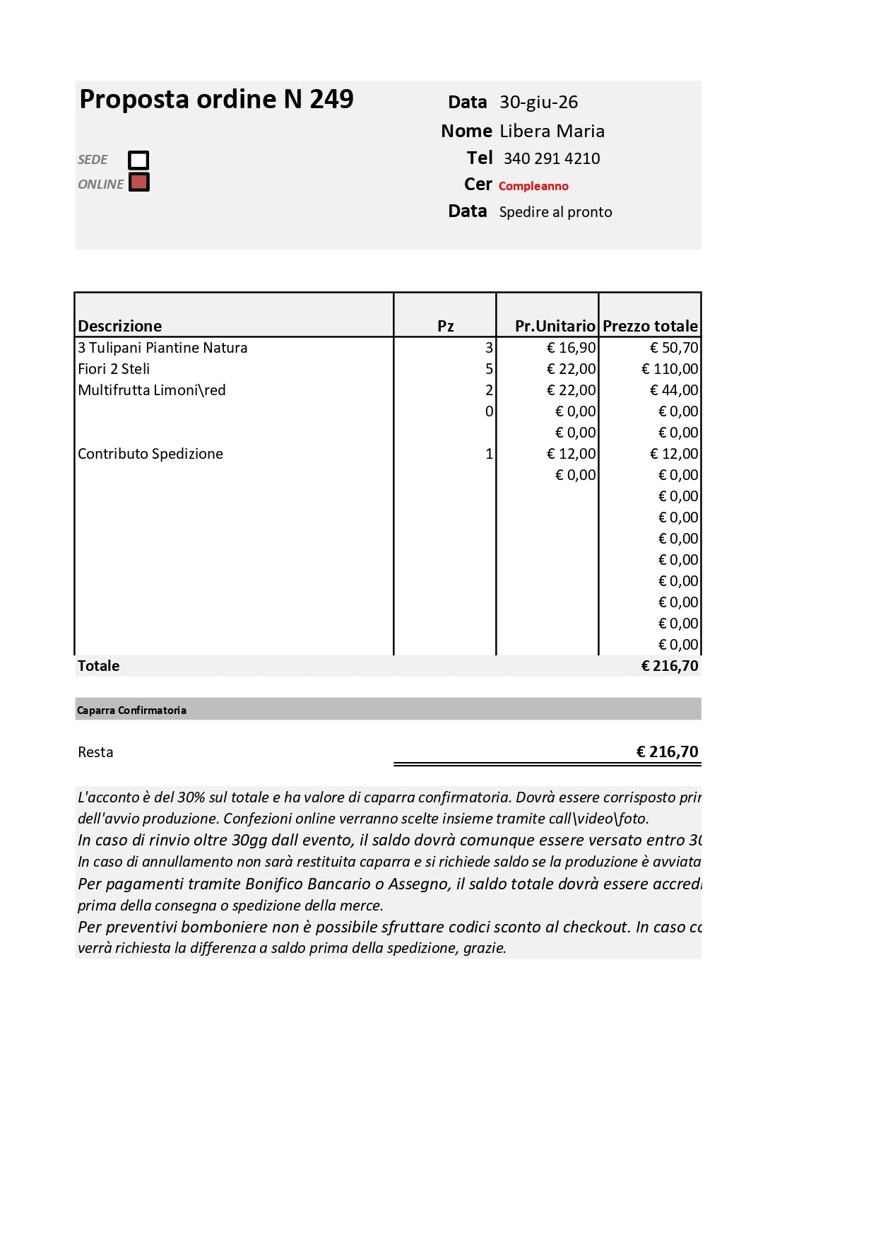 Gli Alberelli 10pz articoli assortiti - Come proposta d ordine 249