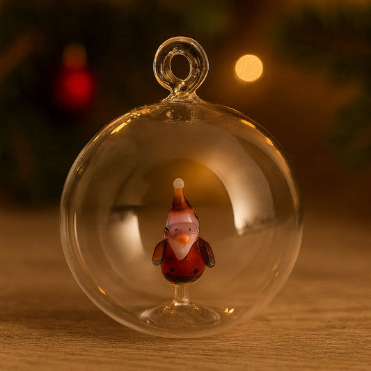 Babbomatto Palla Natale Vetro con Babbo Natale  Ø9 cm