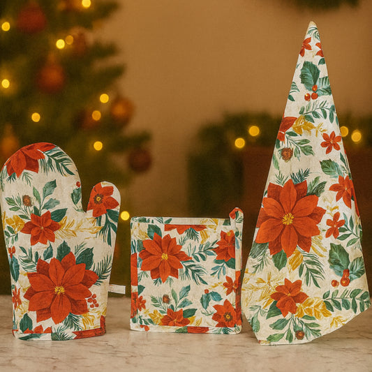 Babbomatto Set Cucina 4 Pezzi Cotone Guanto Presine Canovaccio