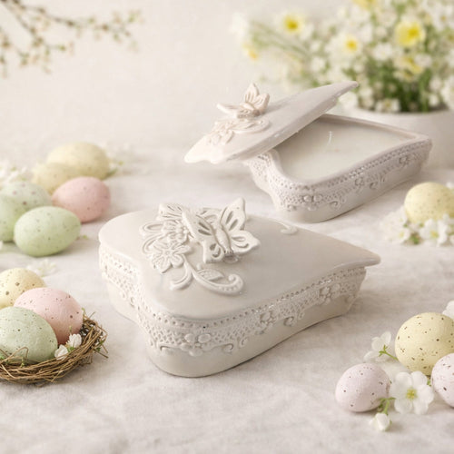 AD Creation Scatola in Porcellana Tortora  10x16x9h