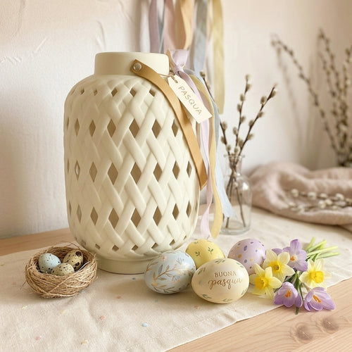 AD Creations Lanterna LED in Ceramica  H.30x20 cm