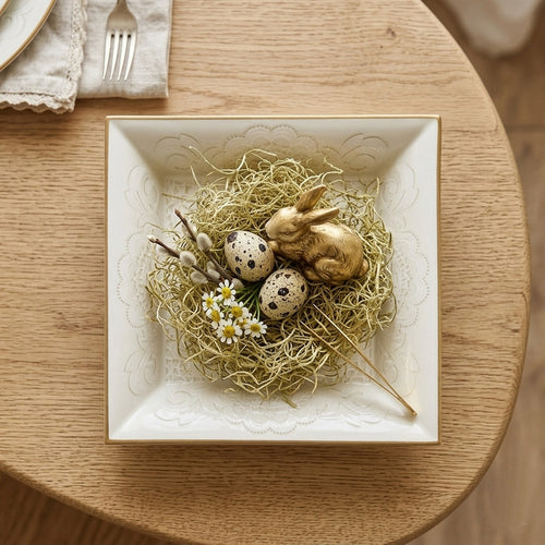 Acquachiara Svuotatasche Porcellana Decorata Filo Oro 20×20 cm