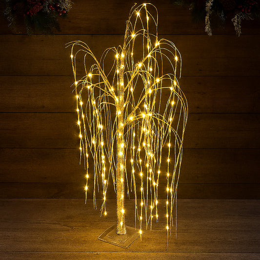 Albero di Natale in salice bianco con luci LED calde – altezza 2 metri