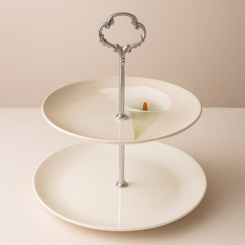 Alzata 2 Piani Noritake Calla Avorio in porcellana – eleganza per la tavola – Le Favole

