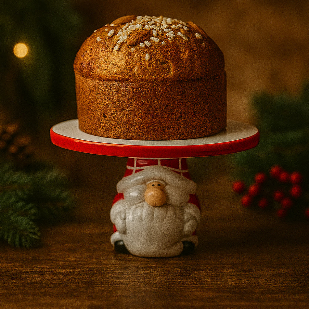 Alzata panettone Babbomatto in ceramica H 11 x 20.5 cm