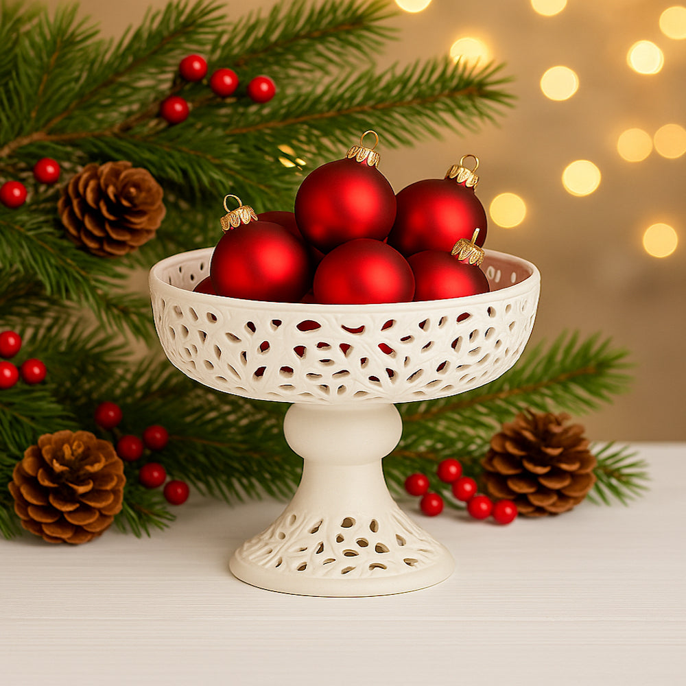 Alzatina in ceramica bianca traforata Arte di Nacchi 26×19 cm elegante