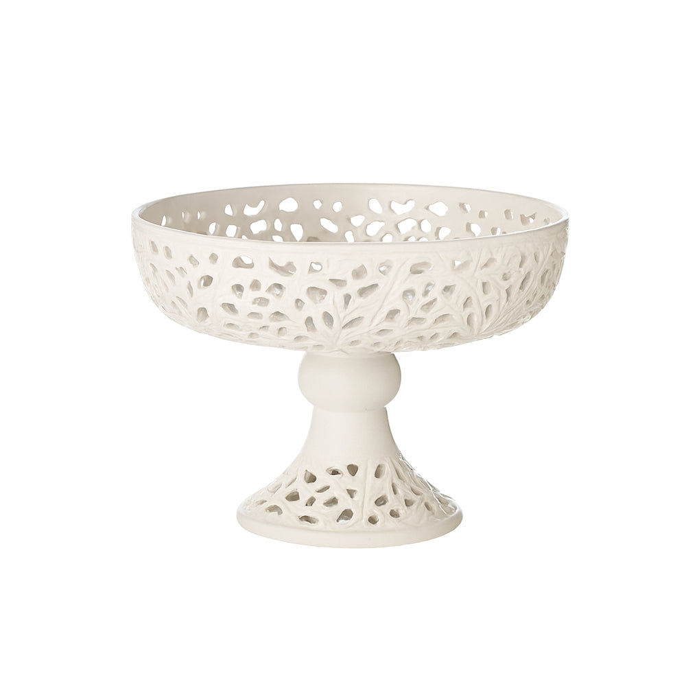 Alzatina in ceramica bianca traforata Arte di Nacchi 26×19 cm elegante