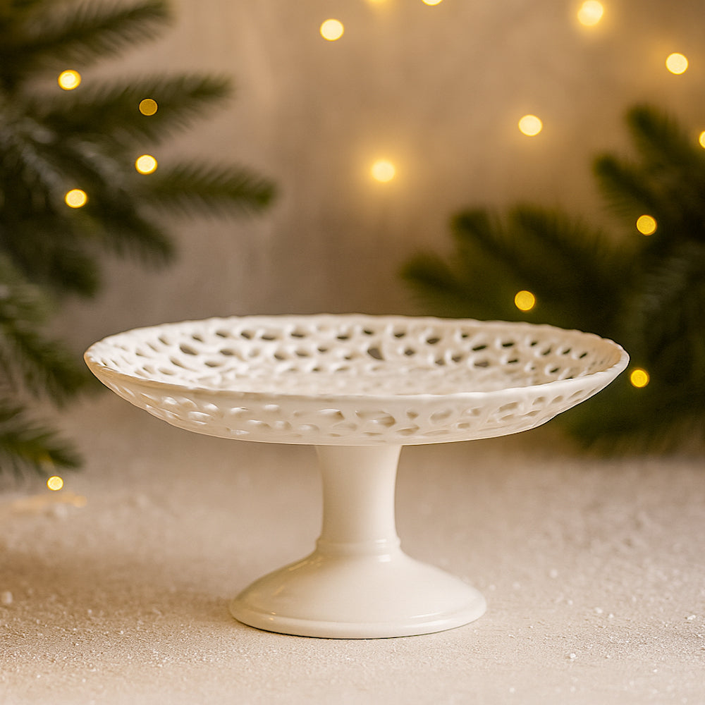 Alzatina in ceramica traforata Arte di Nacchi 31,5×21,5×12 cm per dolci