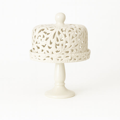 Arte di Nacchi Alzatina Traforata Ceramica Bianca 23x29