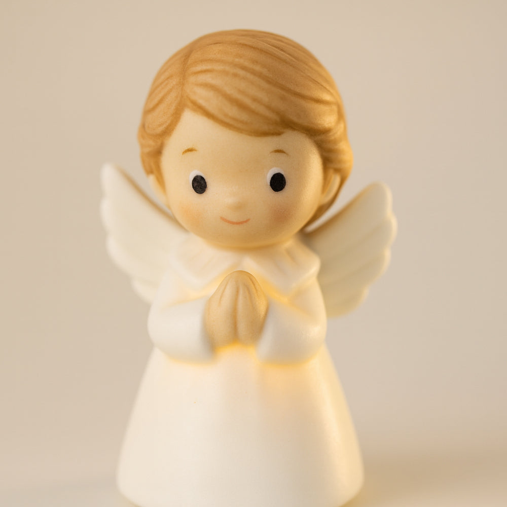 Angelo bimbo Ilary Queen in porcellana con LED H 10 cm