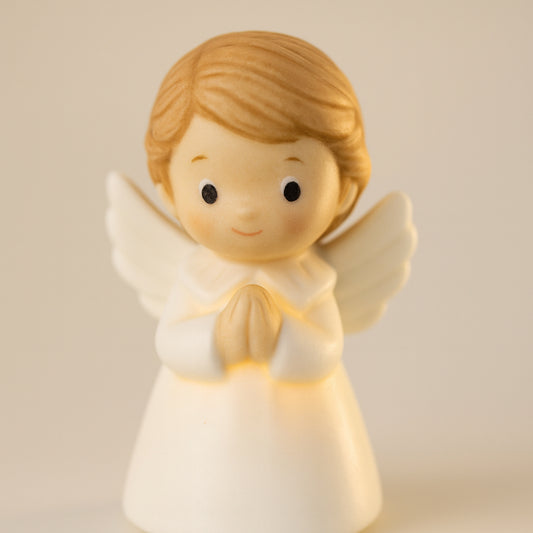 Angelo bimbo Ilary Queen in porcellana con LED H 10 cm