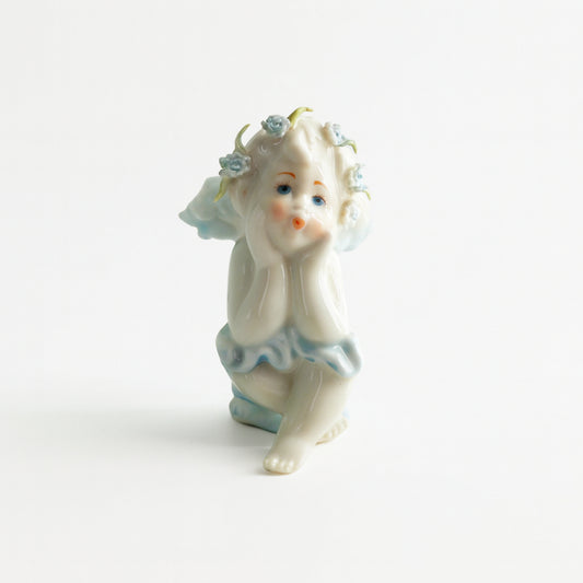 Angelo celeste Majello in porcellana Capodimonte H 10 cm bomboniera