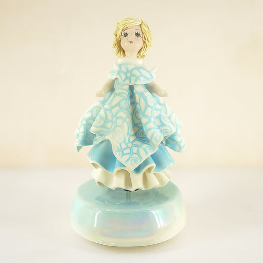 Angelo celeste Zampiva in ceramica fine H16,5 cm con carillon dipinto a mano

