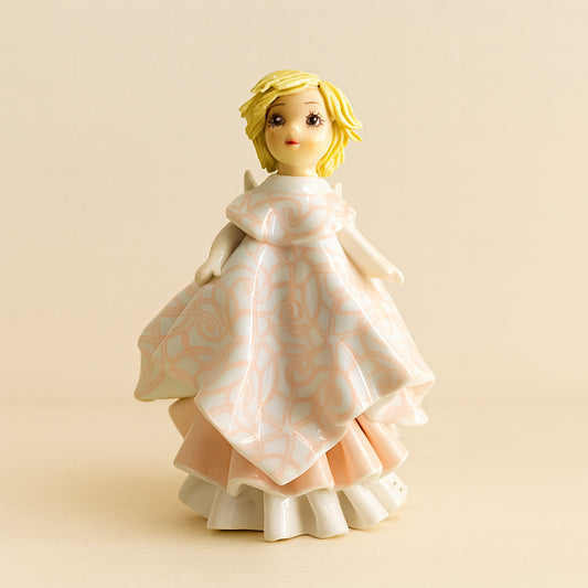 Angelo rosa Zampiva in ceramica H12,5 cm dipinto a mano Made in Italy
