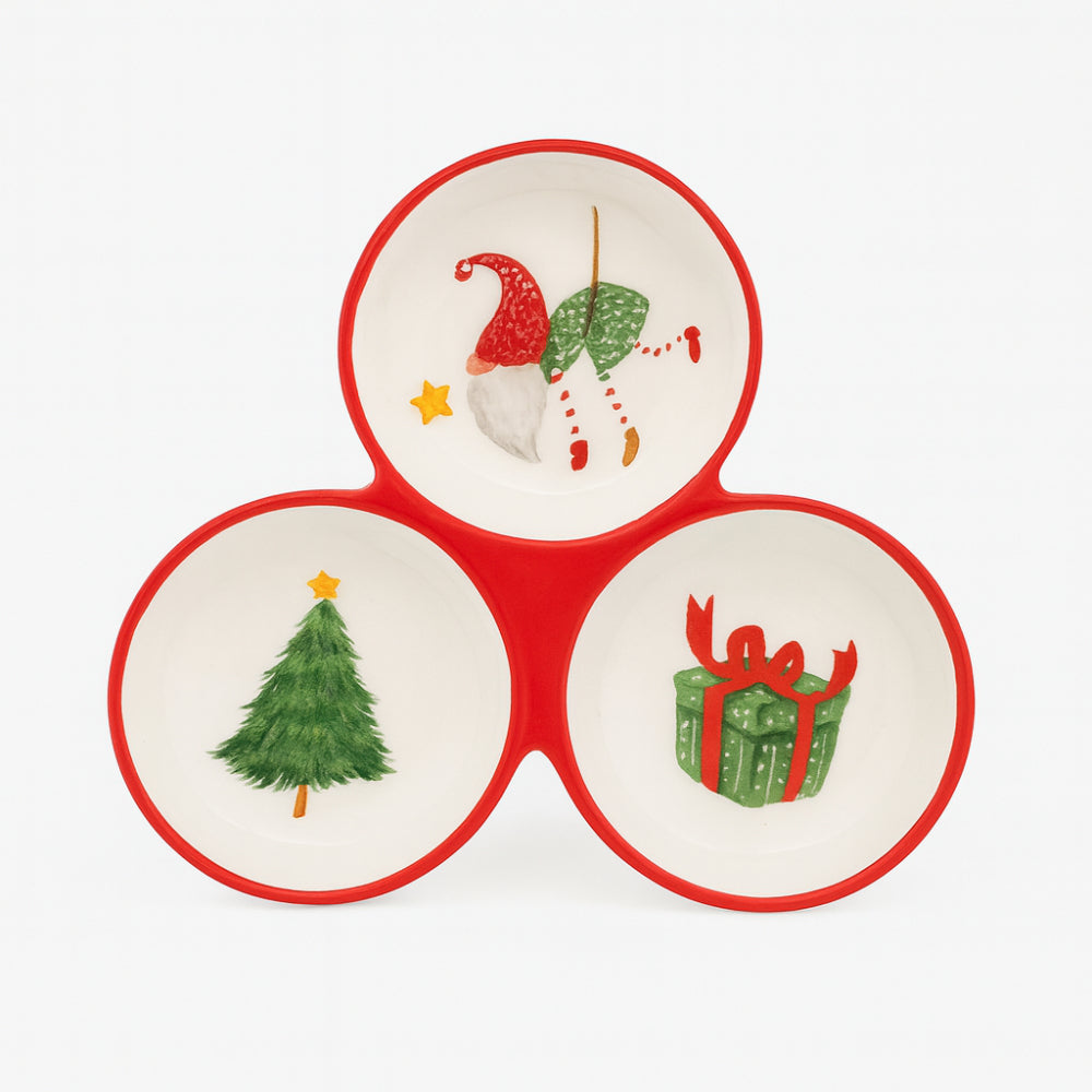 Antipastiera Babbomatto in ceramica 20x20 cm con 3 gnomi decorativi Gnomatti Volo