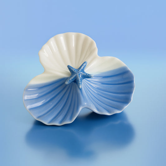 Antipastiera Ilary Queen in porcellana blu tema mare Ø 16 cm