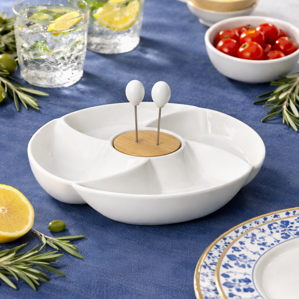 Antipastiera Rondo Brandani porcellana bamboo Ø 20 cm Art 51675