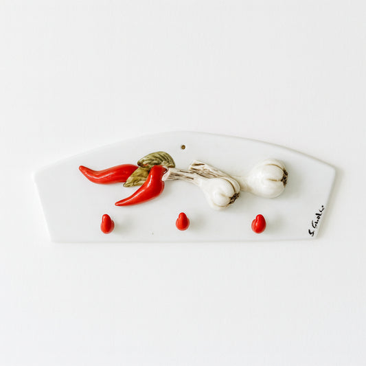 Appendi canovacci in ceramica Arthesiama con aglio e peperoncini 19x7,5 cm

