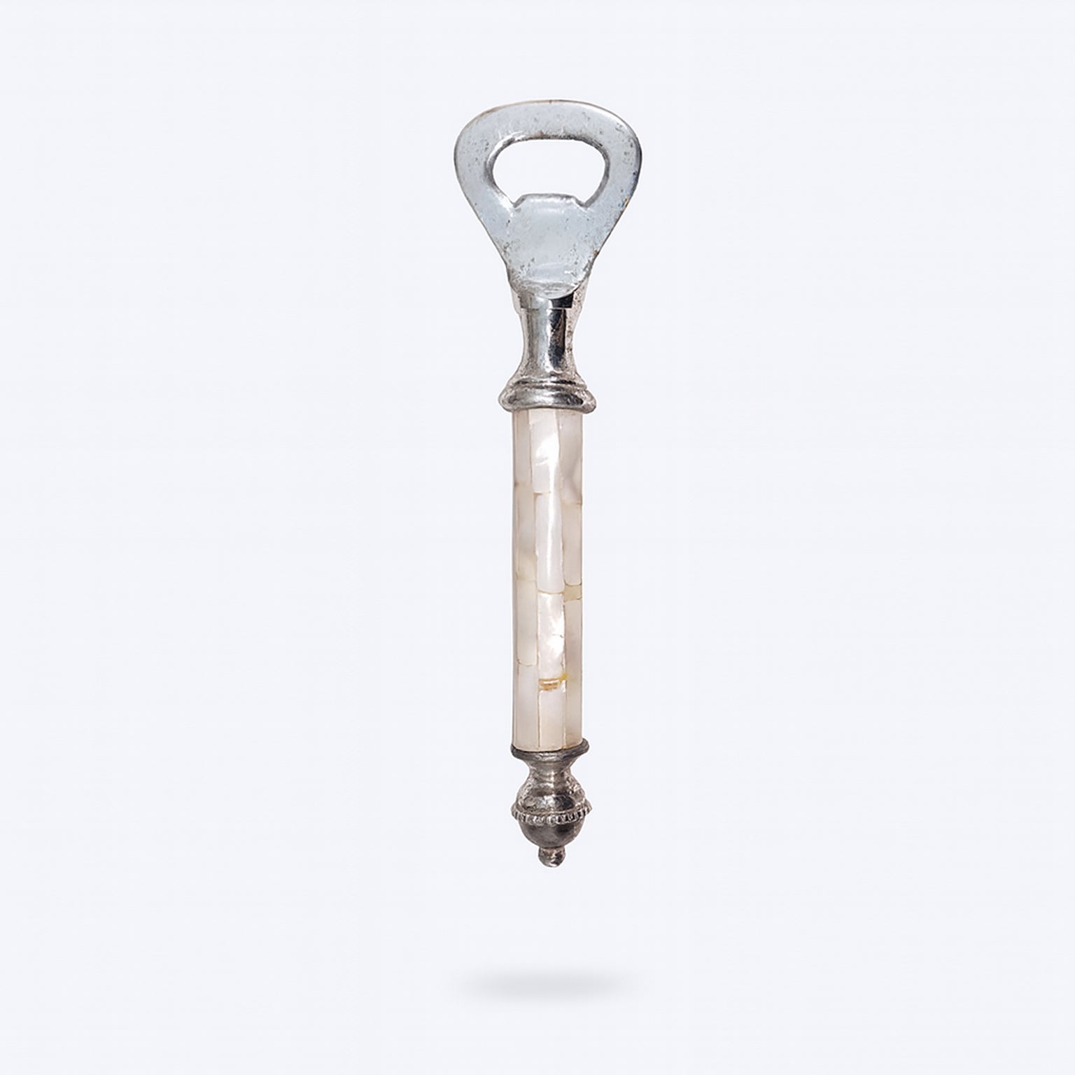 Apribottiglia Daliana Old Sheffield anticato in metallo H 15 cm