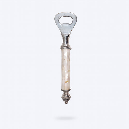 Apribottiglia Daliana Old Sheffield anticato in metallo H 15 cm